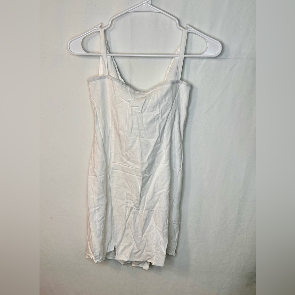 Commense Elegant White Sleeveless Darling Linen Plain Mini Dress Size M - Picture 11 of 17